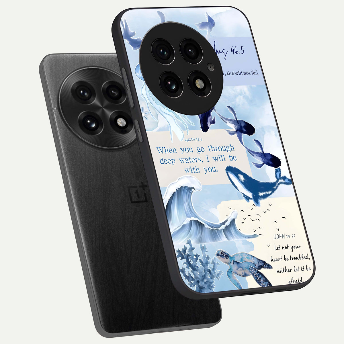  Faithful Ocean Promise phone case For OnePlus 13 showing premium glass back cover with detailed artwork