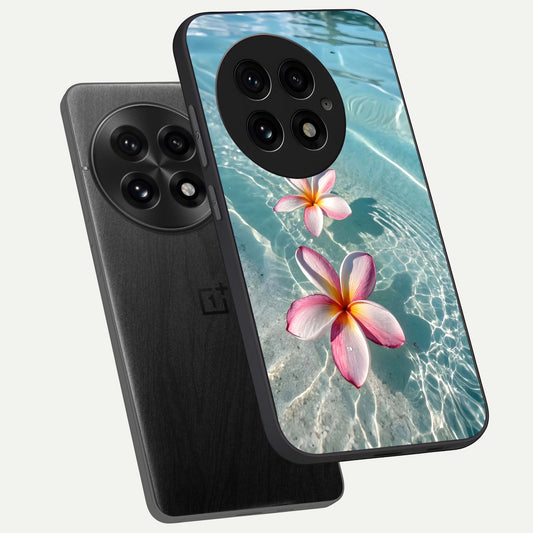  Floating Bloom Bliss phone case For OnePlus 13 showing premium glass back cover with detailed artwork