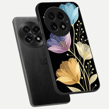  Flower Bloom Glow phone case For OnePlus 13 showing premium glass back cover with detailed artwork