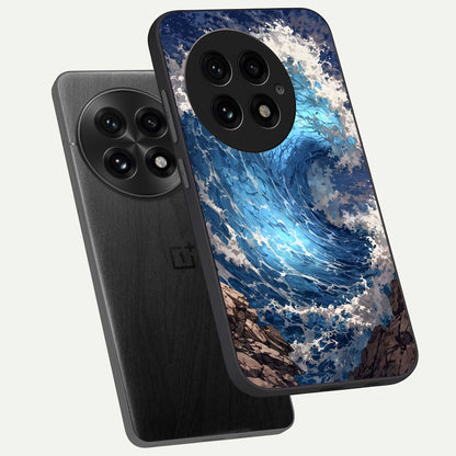  Giant Ocean Wave phone case For OnePlus 13 showing premium glass back cover with detailed artwork