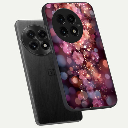  Glowing Petal Bliss phone case For OnePlus 13 showing premium glass back cover with detailed artwork