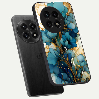 Golden Bloom Symphony phone case For OnePlus 13 showing premium glass back cover with detailed artwork