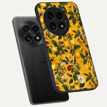  Golden Lemon Field phone case For OnePlus 13 showing premium glass back cover with detailed artwork