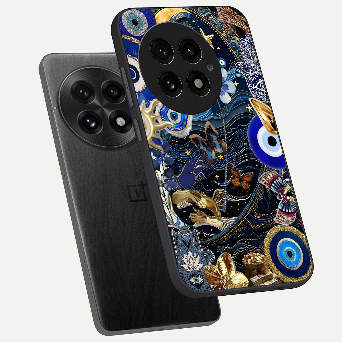  Golden Moon Magic phone case For OnePlus 13 showing premium glass back cover with detailed artwork