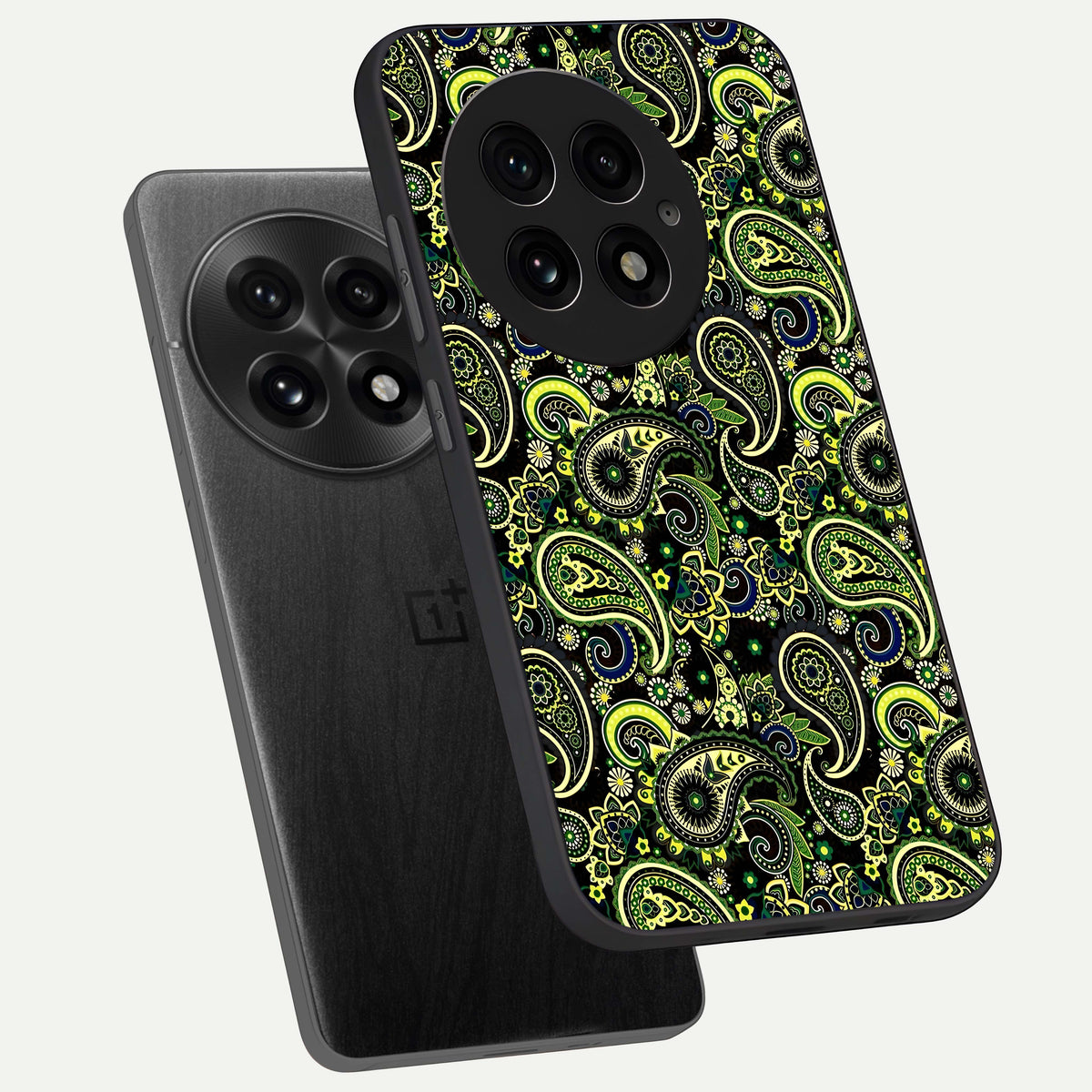  Green Lemon phone case For OnePlus 13 showing premium glass back cover with detailed artwork