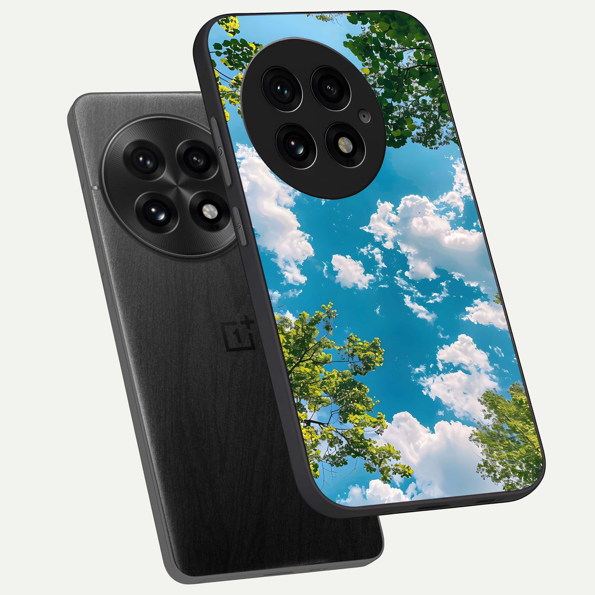  Green Moon Energy phone case For OnePlus 13 showing premium glass back cover with detailed artwork