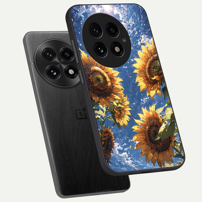  Heavenly Sunflower Rise phone case For OnePlus 13 showing premium glass back cover with detailed artwork