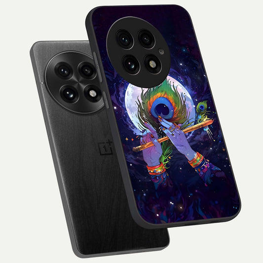  Krishna Hands Art phone case For OnePlus 13 showing premium glass back cover with detailed artwork
