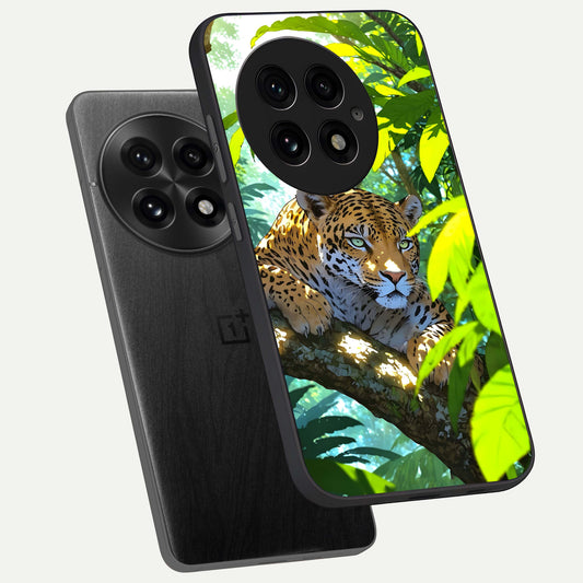  Leopard in Jungle phone case For OnePlus 13 showing premium glass back cover with detailed artwork