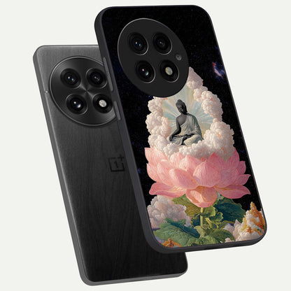  Lotus Divine Peace phone case For OnePlus 13 showing premium glass back cover with detailed artwork