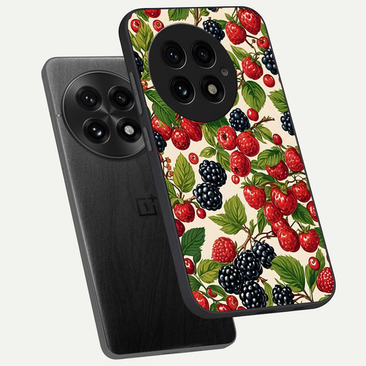  Mixed Berry Collage phone case For OnePlus 13 showing premium glass back cover with detailed artwork