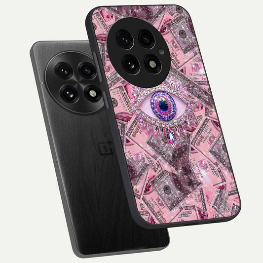  Money Eye Luxe phone case For OnePlus 13 showing premium glass back cover with detailed artwork