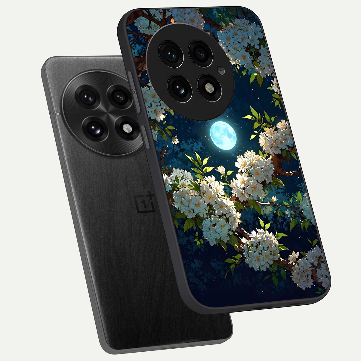  Moonlit Blossom Dream phone case For OnePlus 13 showing premium glass back cover with detailed artwork