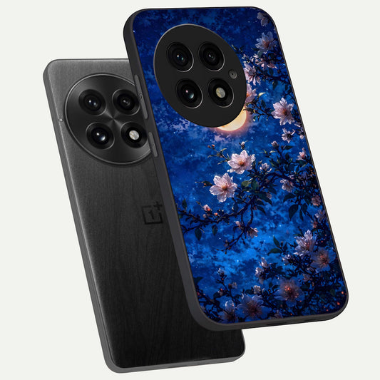 Moonlit Blossoms Night phone case For OnePlus 13 showing premium glass back cover with detailed artwork