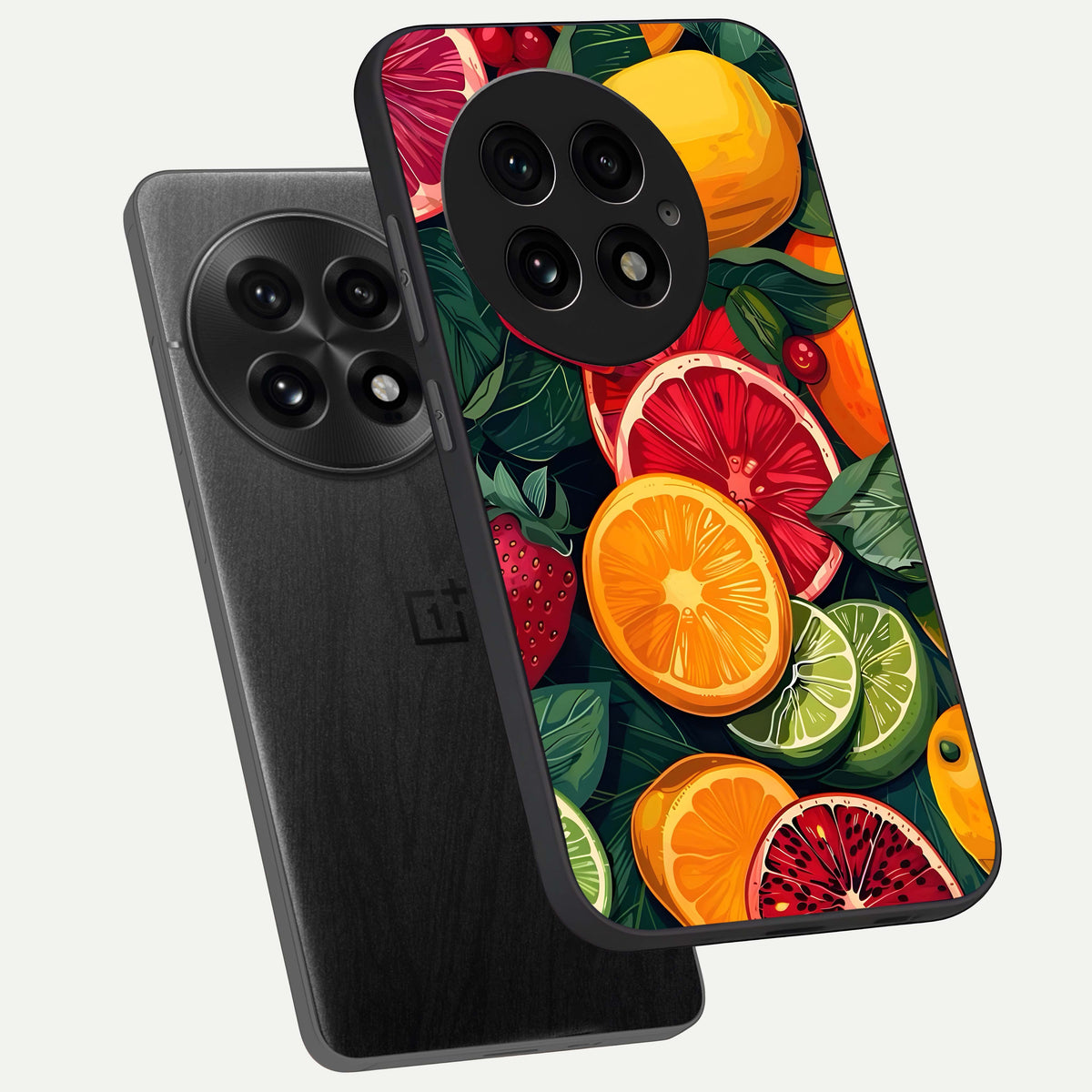  Multiple Fruits phone case For OnePlus 13 showing premium glass back cover with detailed artwork