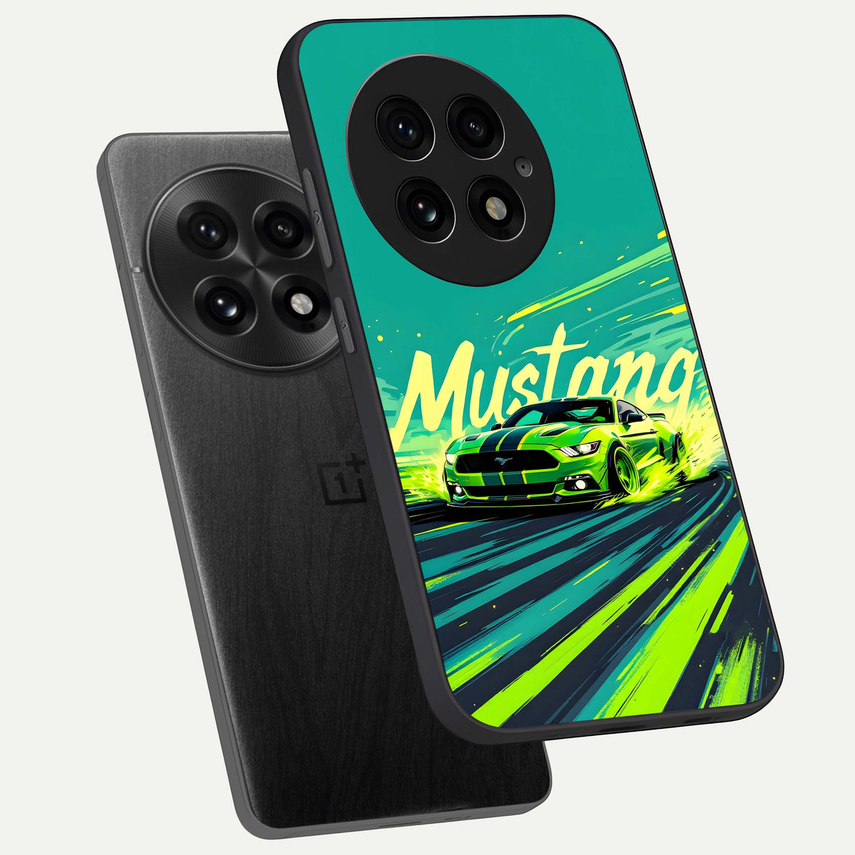  Mustang Bang phone case For OnePlus 13 showing premium glass back cover with detailed artwork