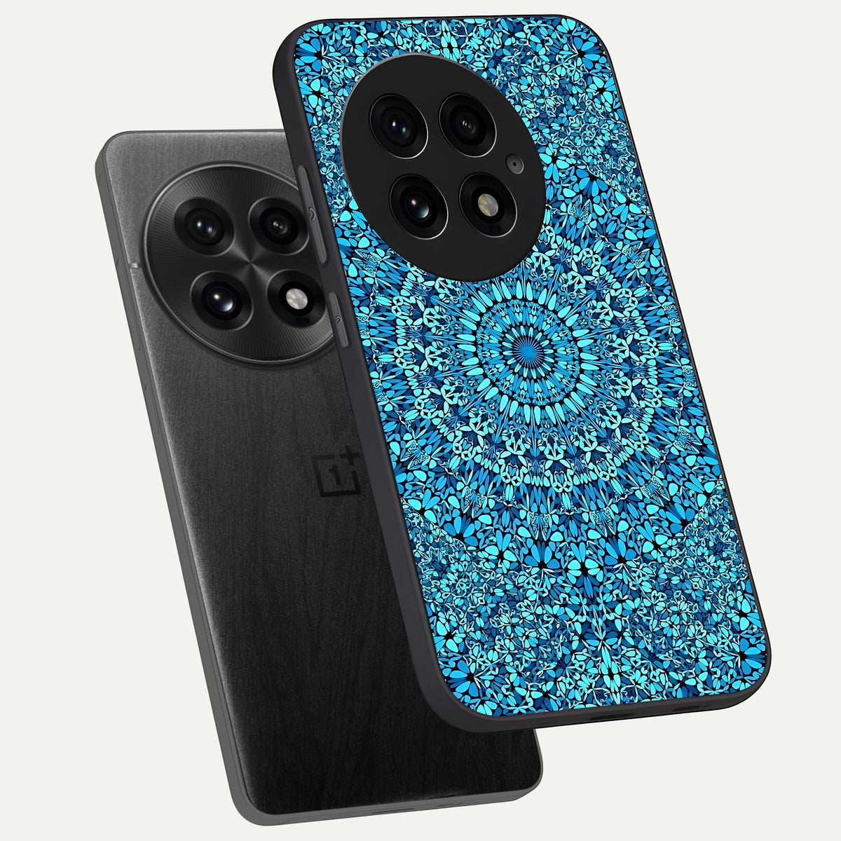  Ocean Bloom Mandala phone case For OnePlus 13 showing premium glass back cover with detailed artwork