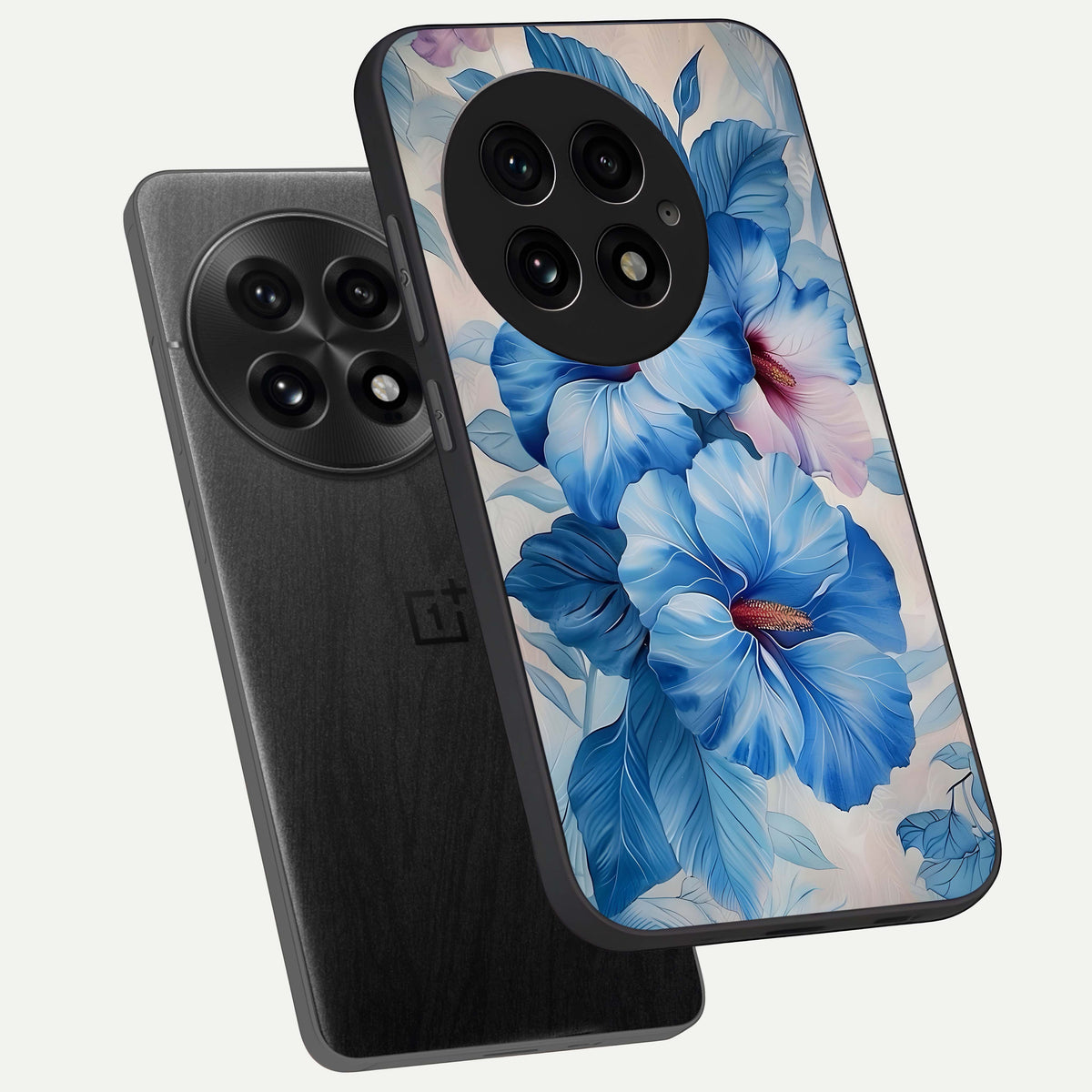  Ocean Hibiscus Grace phone case For OnePlus 13 showing premium glass back cover with detailed artwork