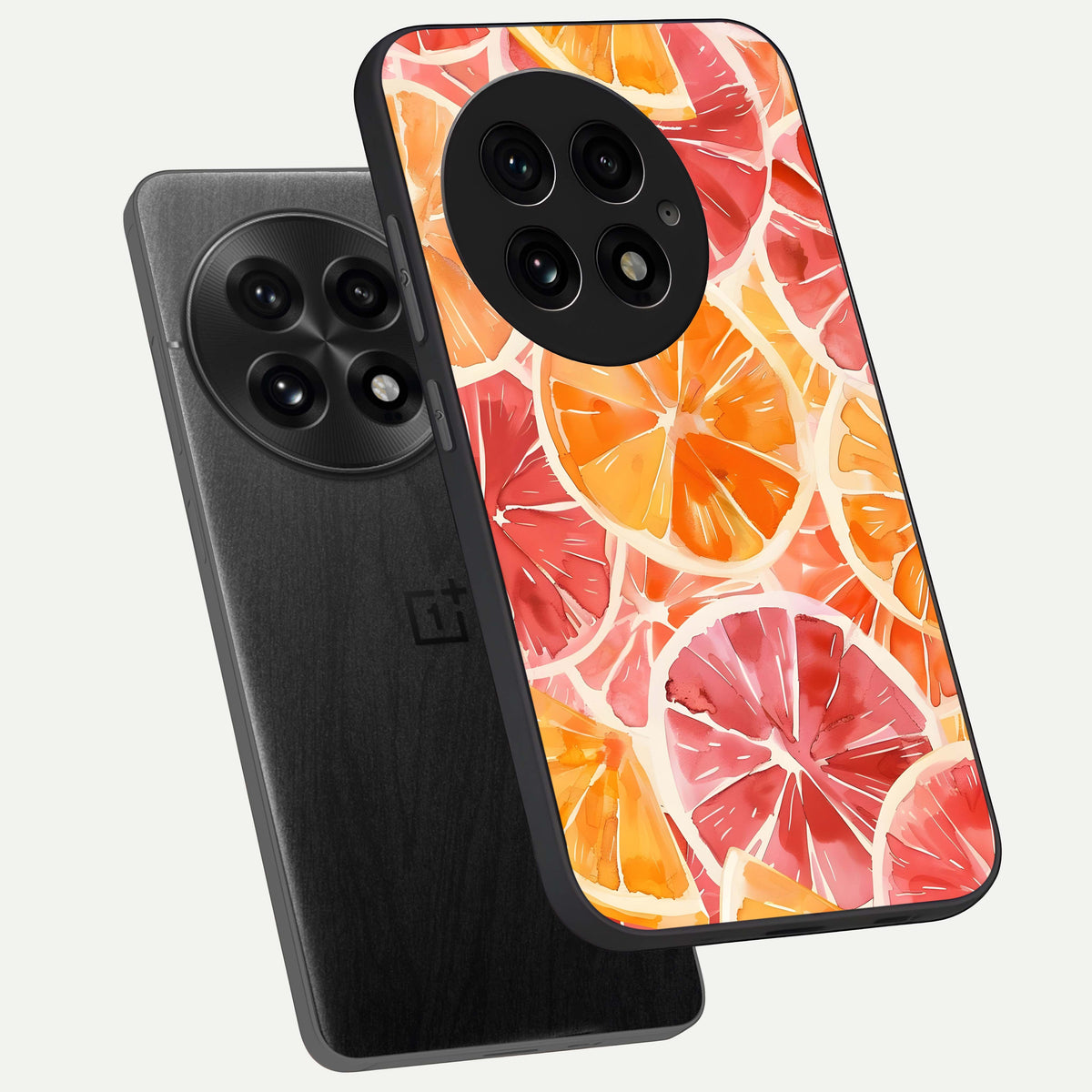  Orange Fruits Pattern phone case For OnePlus 13 showing premium glass back cover with detailed artwork