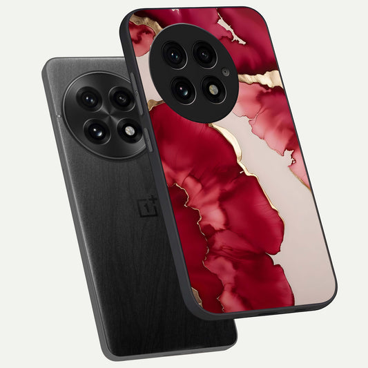  Pink And White Marble phone case For OnePlus 13 showing premium glass back cover with detailed artwork
