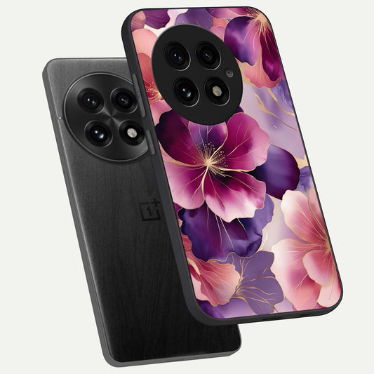  Pink Bouquet Florals phone case For OnePlus 13 showing premium glass back cover with detailed artwork