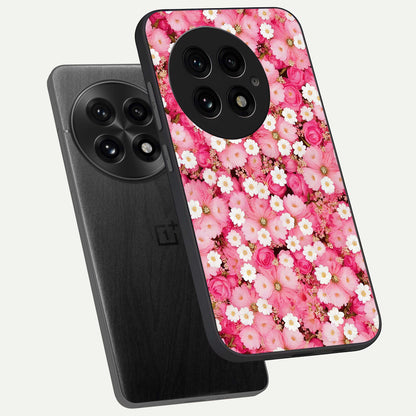  Pink Daisy Bliss phone case For OnePlus 13 showing premium glass back cover with detailed artwork