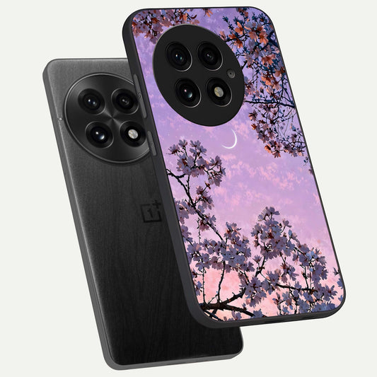  Purple Serenity Moon phone case For OnePlus 13 showing premium glass back cover with detailed artwork