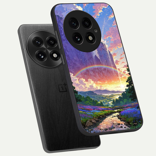  Rainbow Valley Dream phone case For OnePlus 13 showing premium glass back cover with detailed artwork