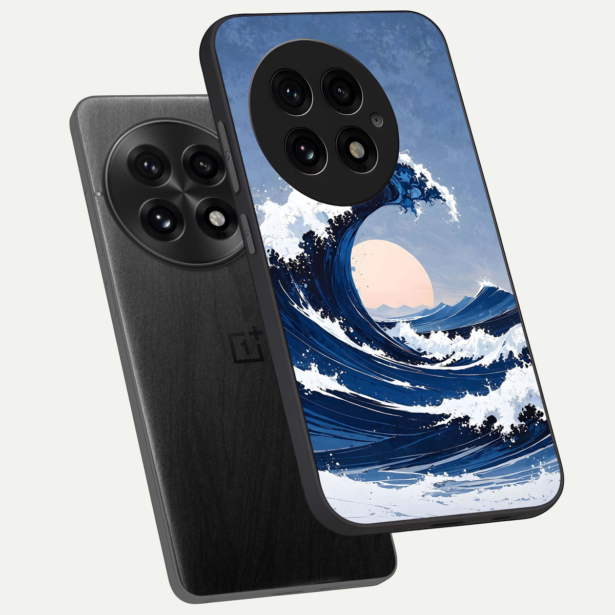  Rising Tide Power phone case For OnePlus 13 showing premium glass back cover with detailed artwork