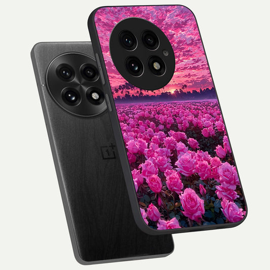  Rose Sunset Valley phone case For OnePlus 13 showing premium glass back cover with detailed artwork