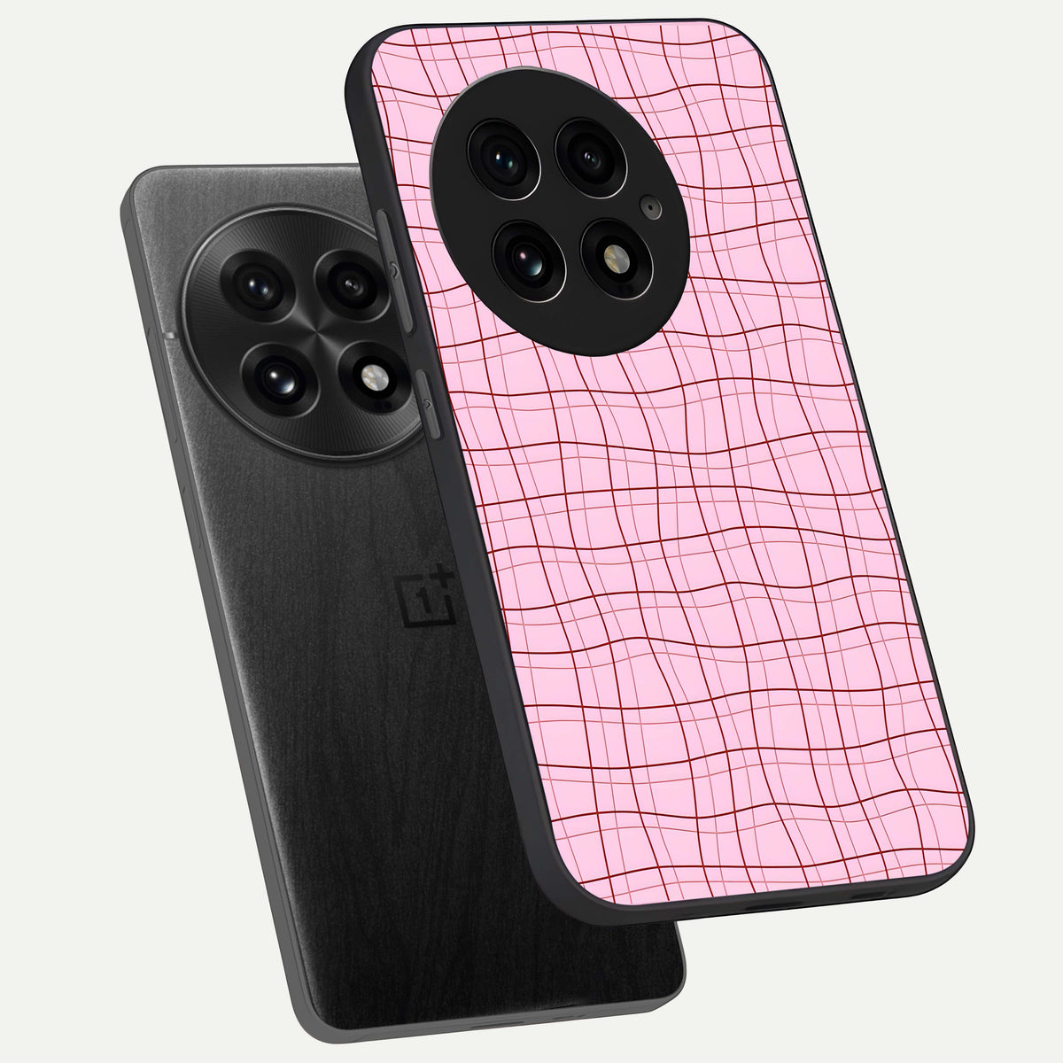  Soft Grid Bliss phone case For OnePlus 13 showing premium glass back cover with detailed artwork