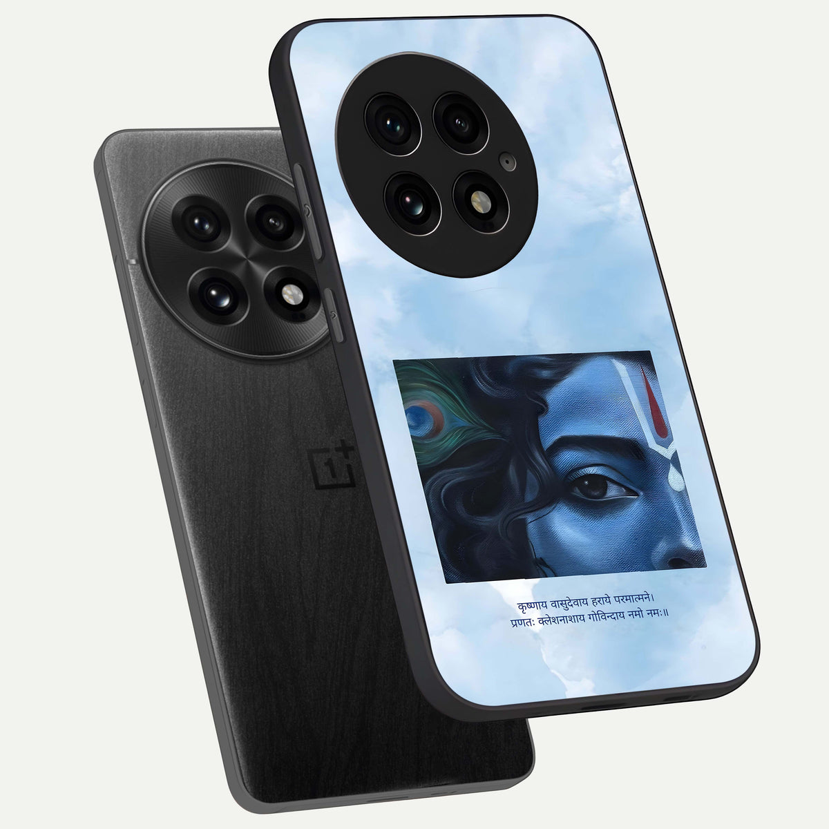  Spiritual Krishna phone case For OnePlus 13 showing premium glass back cover with detailed artwork