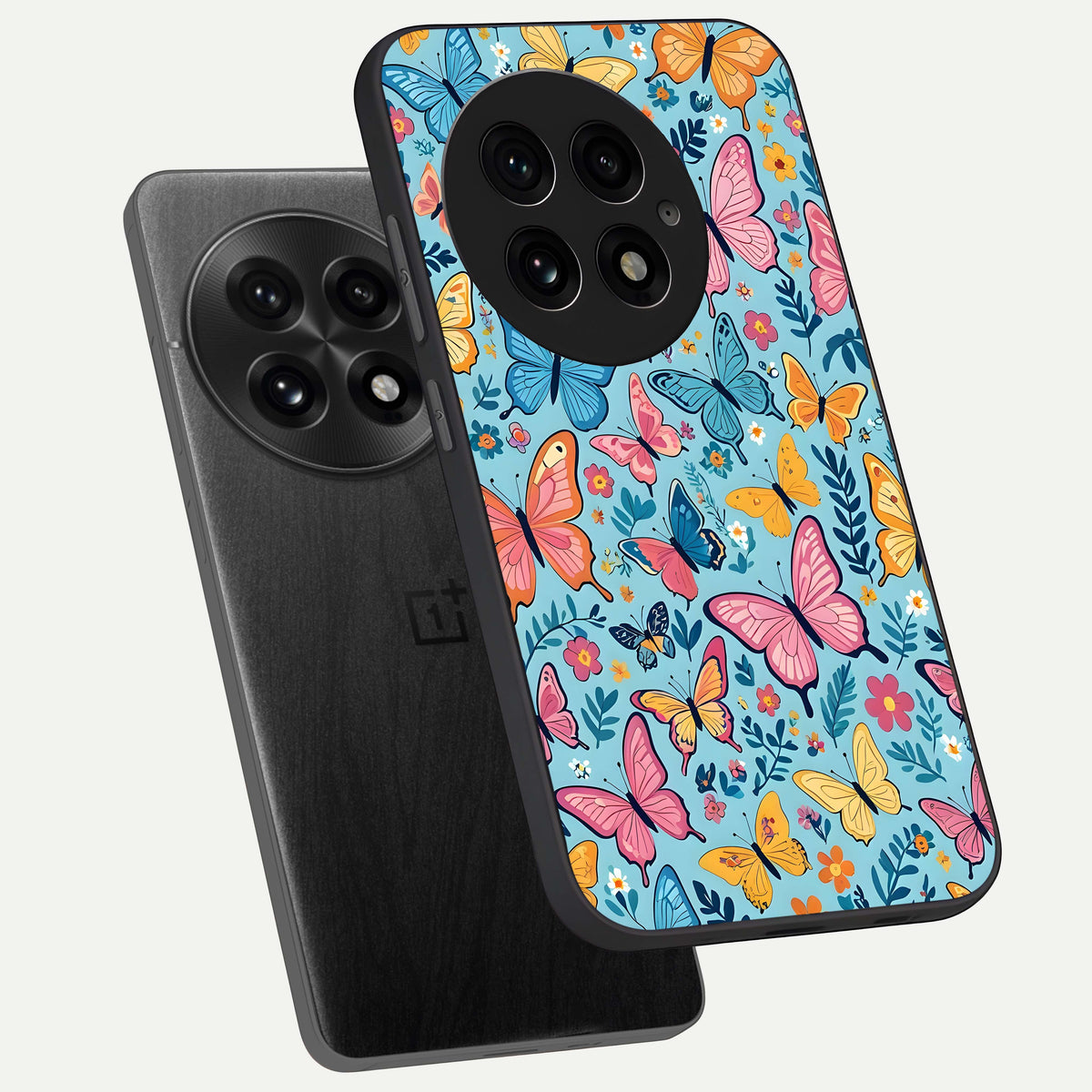  Spring Wing Garden phone case For OnePlus 13 showing premium glass back cover with detailed artwork