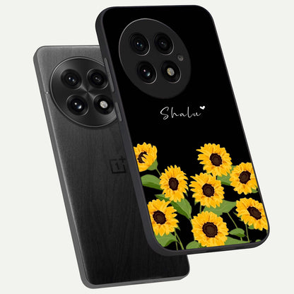  Sunflower Sky Bloom phone case For OnePlus 13 showing premium glass back cover with detailed artwork
