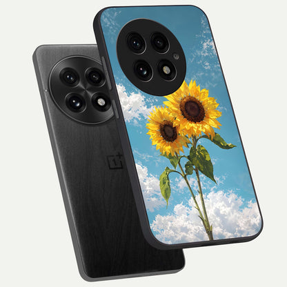  Sunlit Daisy Glow phone case For OnePlus 13 showing premium glass back cover with detailed artwork