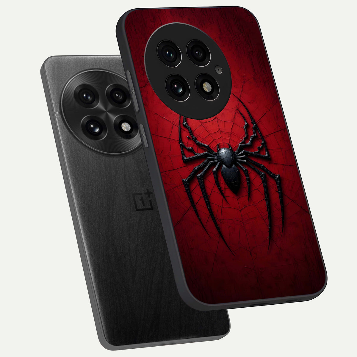  Superhero Web Emblem phone case For OnePlus 13 showing premium glass back cover with detailed artwork