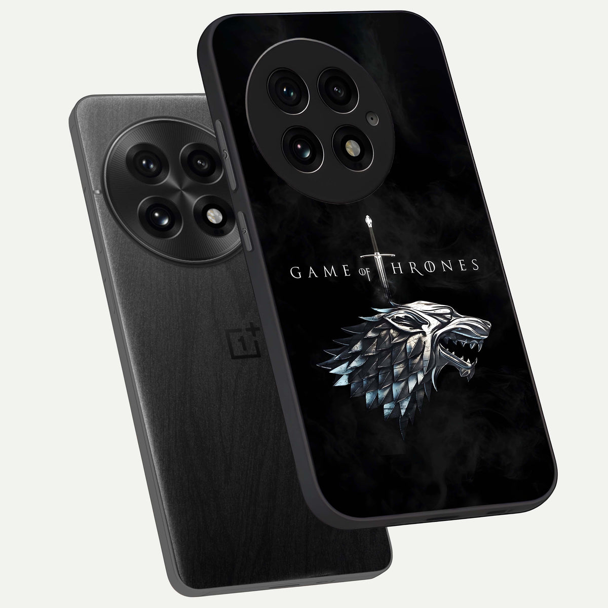 Throne Wolf Legacy phone case For OnePlus 13 showing premium glass back cover with detailed artwork