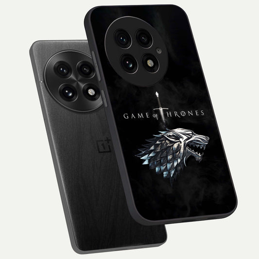  Throne Wolf Legacy phone case For OnePlus 13 showing premium glass back cover with detailed artwork