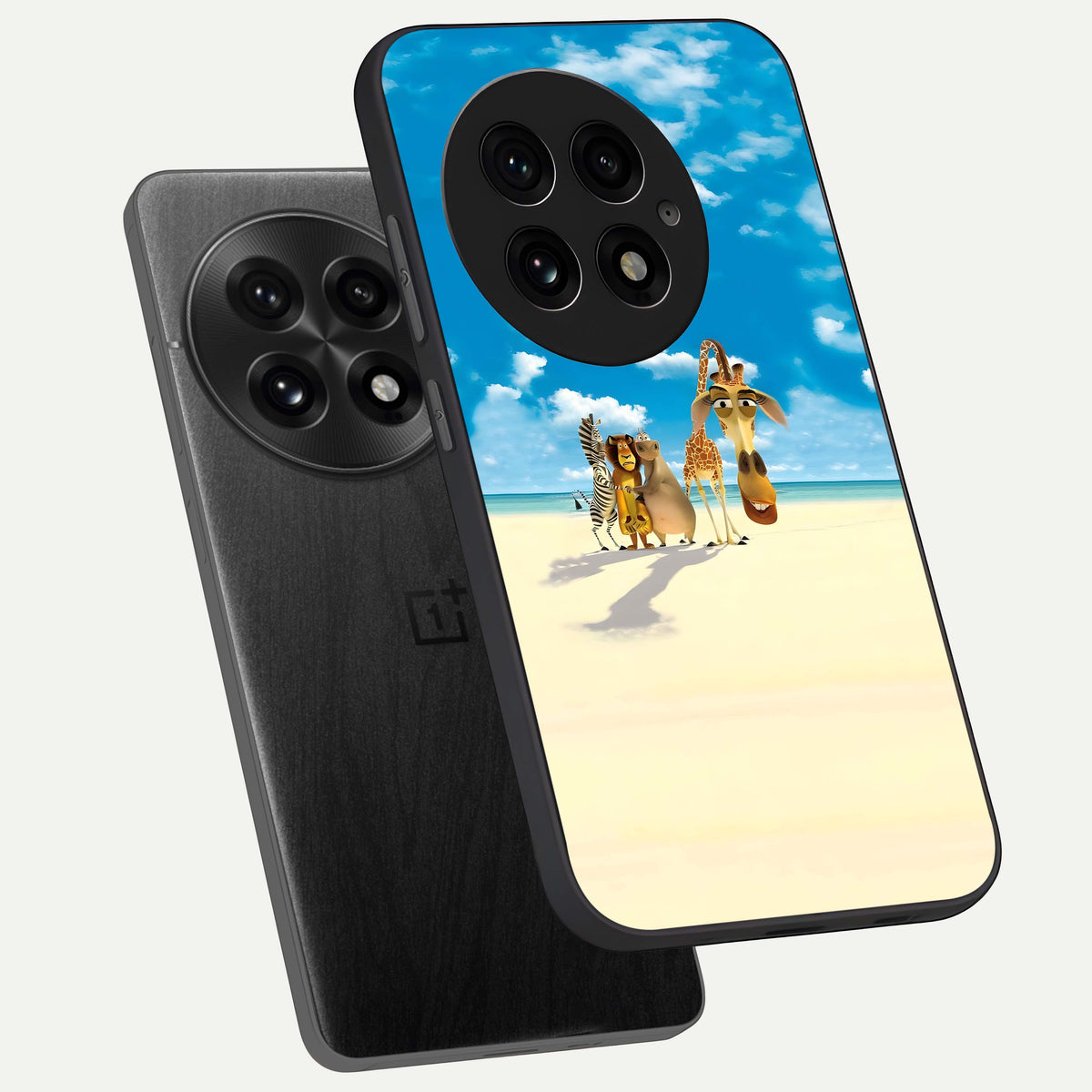  Tropical Fun Squad phone case For OnePlus 13 showing premium glass back cover with detailed artwork