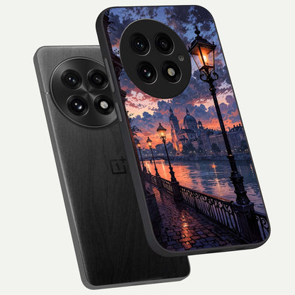  Twilight River Lights phone case For OnePlus 13 showing premium glass back cover with detailed artwork