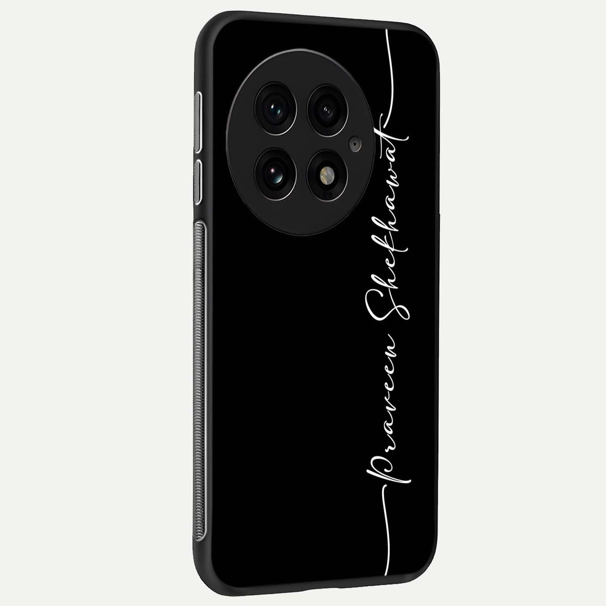  Black Tune Custom Name back cover For OnePlus 13 slim fit glass case with vibrant aesthetic design