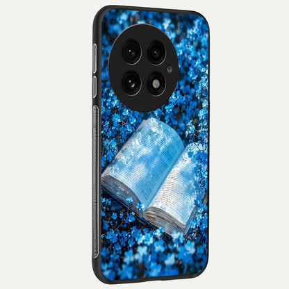  Blue Bloom Tales back cover For OnePlus 13 slim fit glass case with vibrant aesthetic design