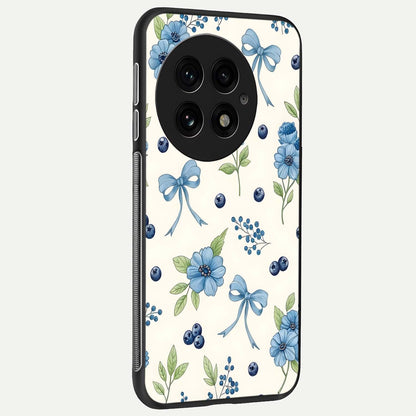  Blue Flower And Bow back cover For OnePlus 13 slim fit glass case with vibrant aesthetic design