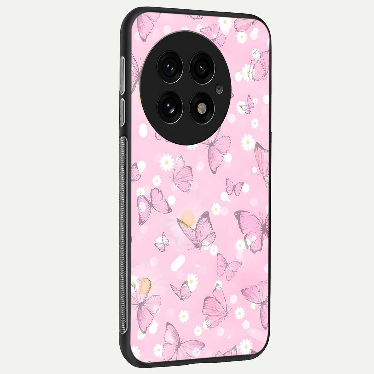  Blush Butterfly Garden back cover For OnePlus 13 slim fit glass case with vibrant aesthetic design