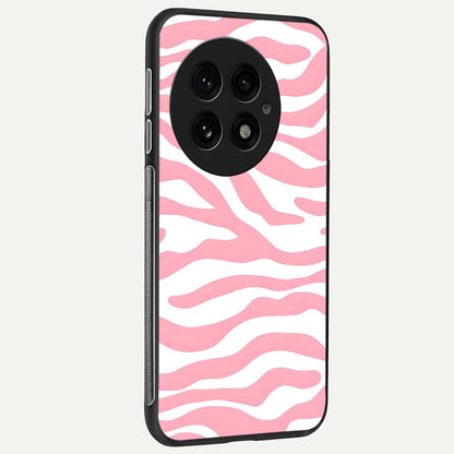  Blush Zebra Flow back cover For OnePlus 13 slim fit glass case with vibrant aesthetic design