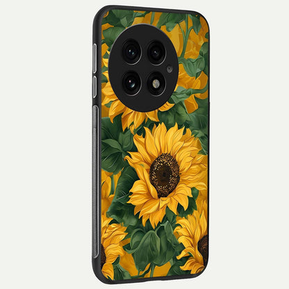  Bright Sunflower Bloom back cover For OnePlus 13 slim fit glass case with vibrant aesthetic design