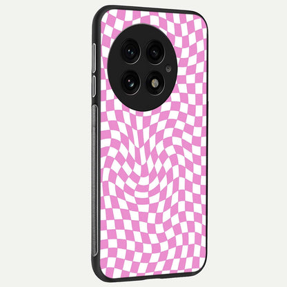  Bubblegum Check Wave back cover For OnePlus 13 slim fit glass case with vibrant aesthetic design