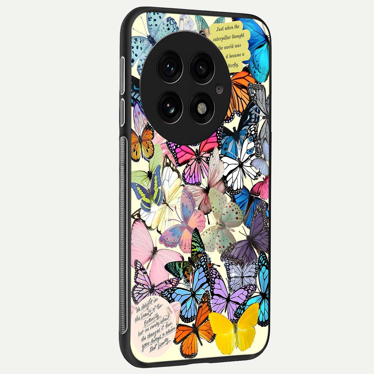  Butterflies Petal Dream back cover For OnePlus 13 slim fit glass case with vibrant aesthetic design