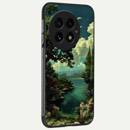  Celestial Lake Peace back cover For OnePlus 13 slim fit glass case with vibrant aesthetic design