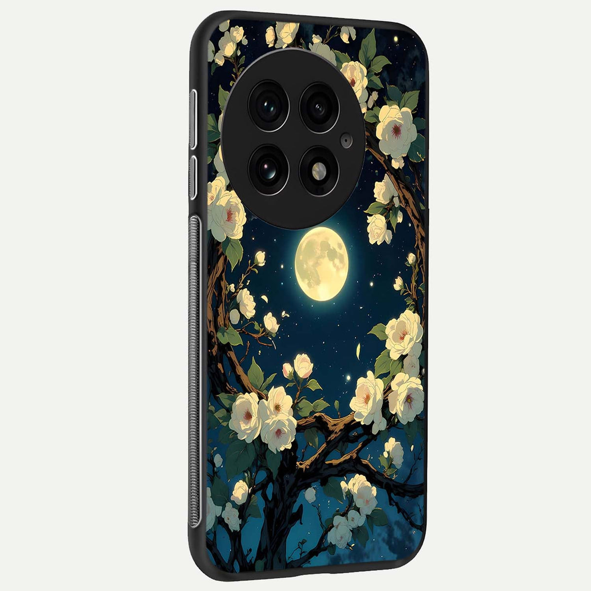  Celestial Moon And Flower back cover For OnePlus 13 slim fit glass case with vibrant aesthetic design